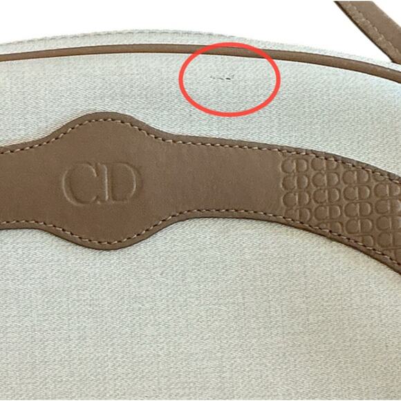 Vintage CHRISTIAN DIOR Saddle Bag Beige Canvas Leather Shoulder Crossbody Bag - Picture 14 of 15